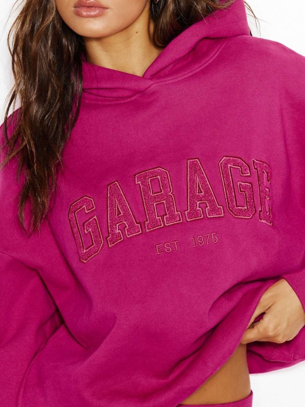 NWOT Garage Ultra Fleece oversized hoodie with pockets size s/m in Raspberry